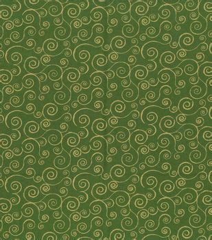 keepsake calico holiday cotton fabric 43 green metallic scrolls|Space on Green with ahold Metallic Keepsake Calico Cotton.